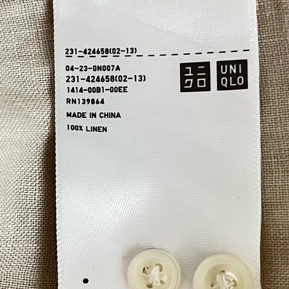 Uniqlo 100% linen essential Button Down Shirt size XS - Picture 11 of 11